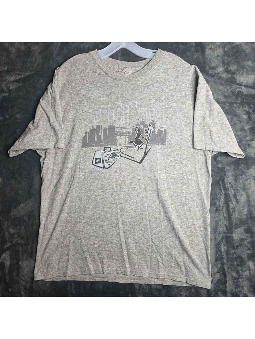 Vintage Nike Hoop Grey Mens T-shirt Sz Large